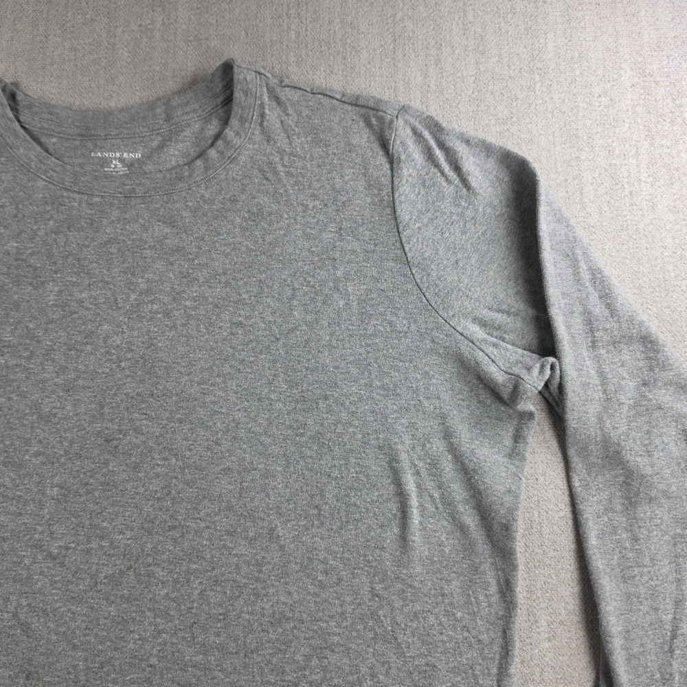 Lands' End T-Shirt Womens XL Gray Long Sleeve 100% Cotton Crew Neck Basic Tee - Picture 9 of 16